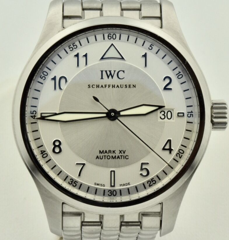 Men's IWC Pilot Mark XV Steel Band Silver Dial Watch IW325313