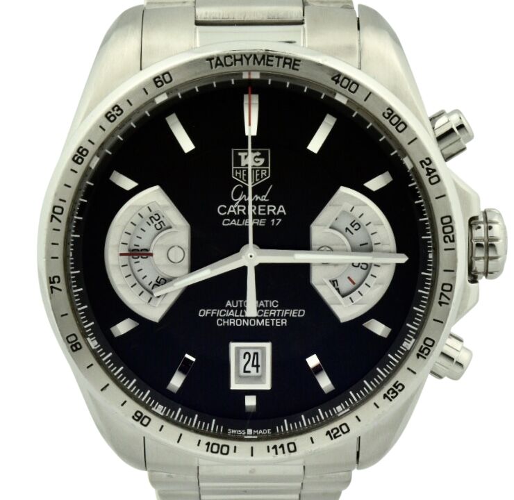 Men's Tag Heuer Grand Carrera Calibre 17 CAV511A Black Dial For Sale