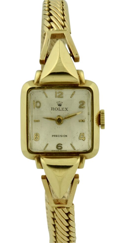 Vintage Ladies Rolex Precision Cocktail Watch 18k Yellow Gold 4454