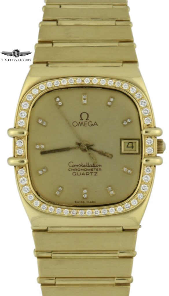 OMEGA Constellation Quartz BA498.0019 Diamond Bezel 18k Gold