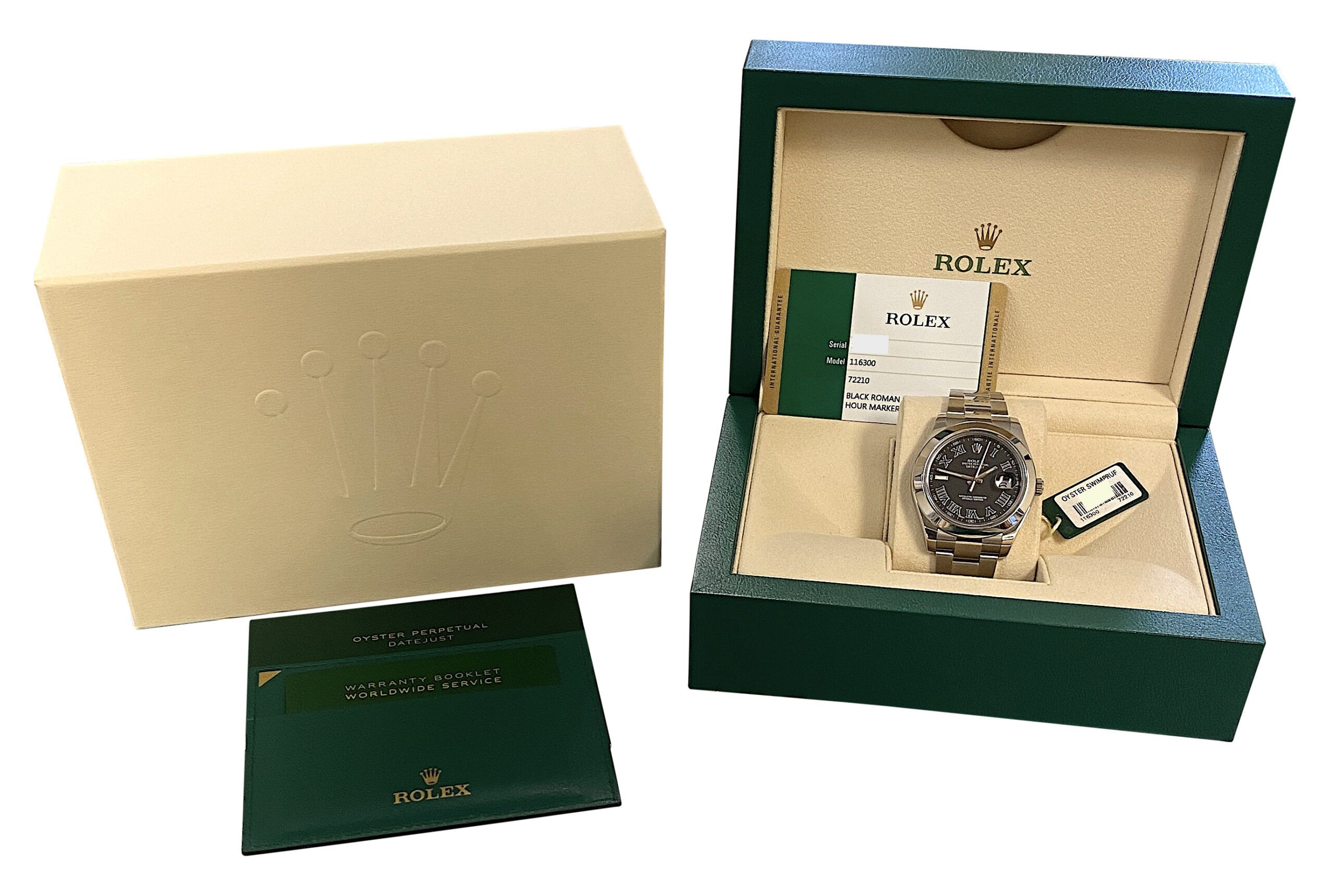 Men's Rolex Datejust II 116300 Stainless Steel 41mm Black Roman Dial