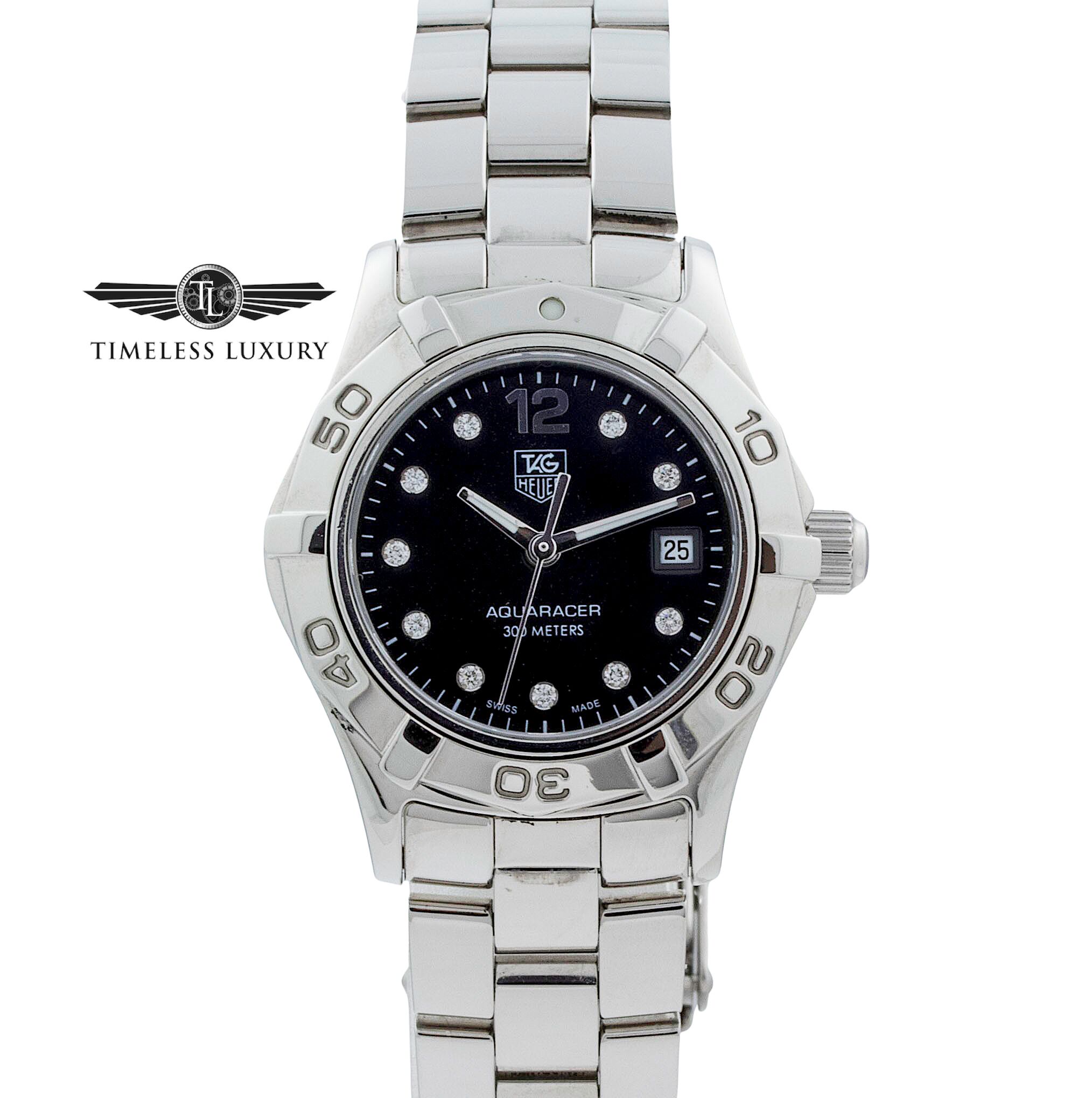 Ladies TAG Heuer Aquaracer WAF141C Black Diamond Dial 27mm
