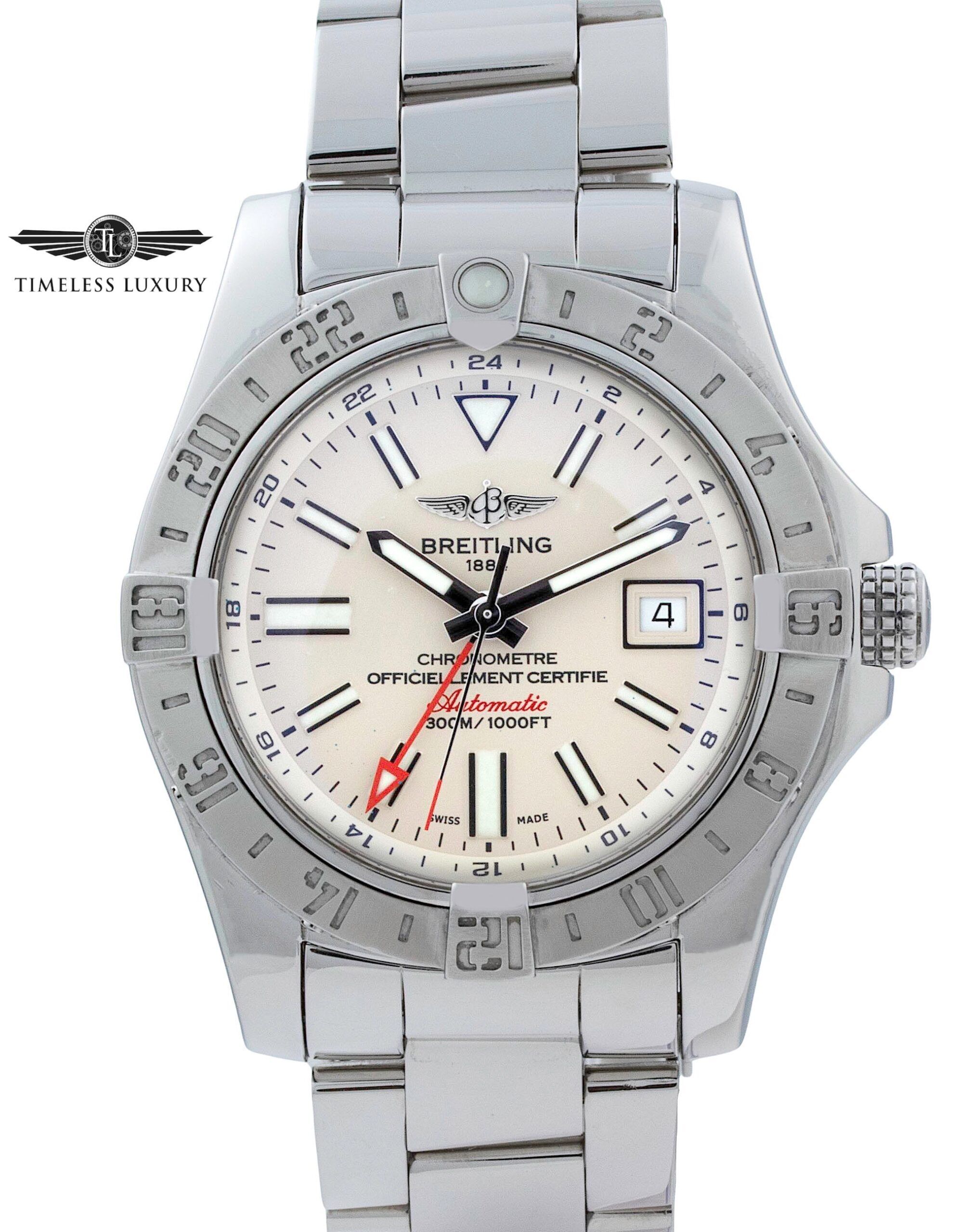 BREITLING AVENGER II A32390 2コマ Breitling Avenger II GMT A32390 Stainless Steel 43mm White Dial