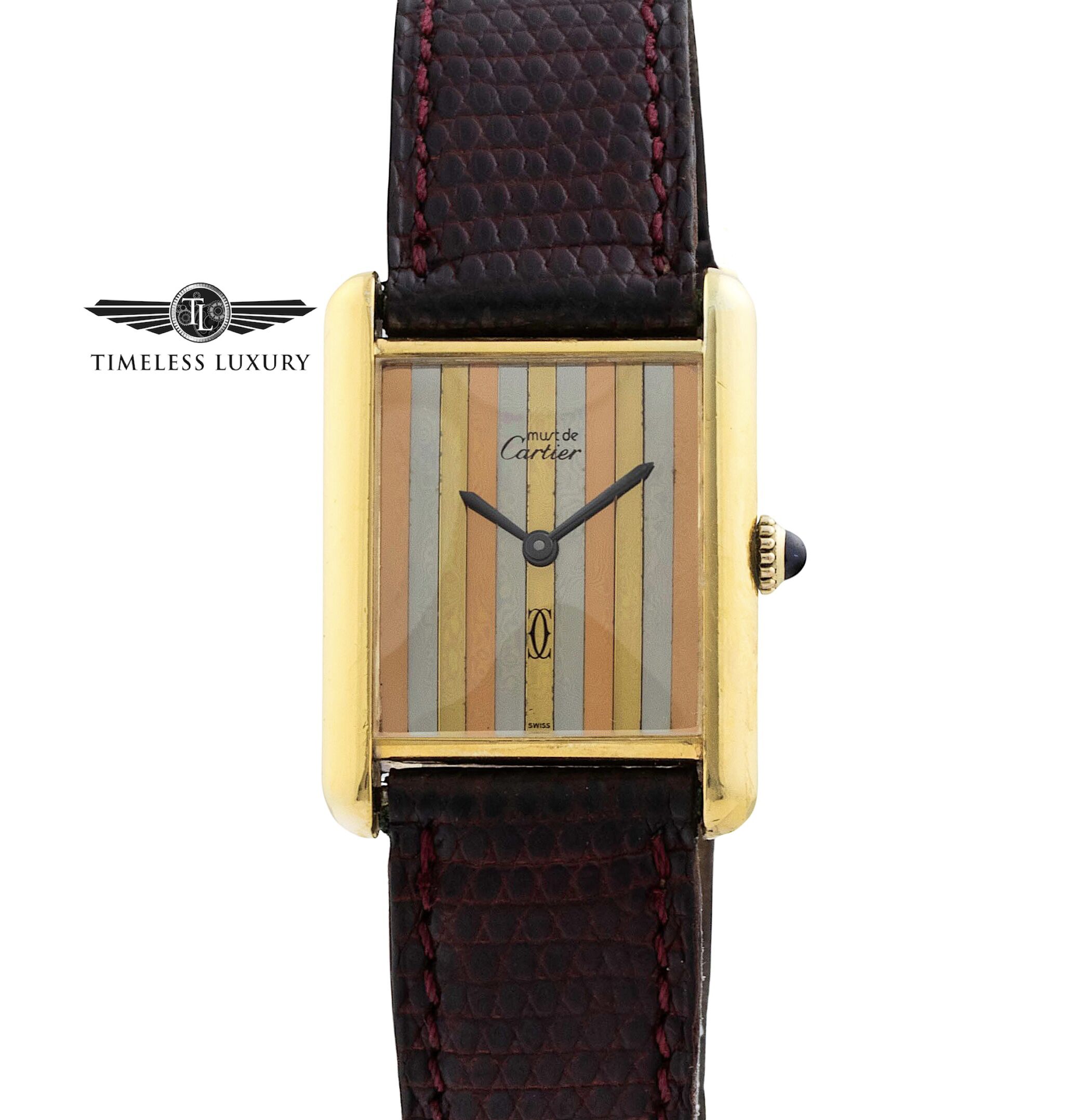 Cartier Tank .925 Gold Vermeil 23mm Tri-Color Dial Manual Wind