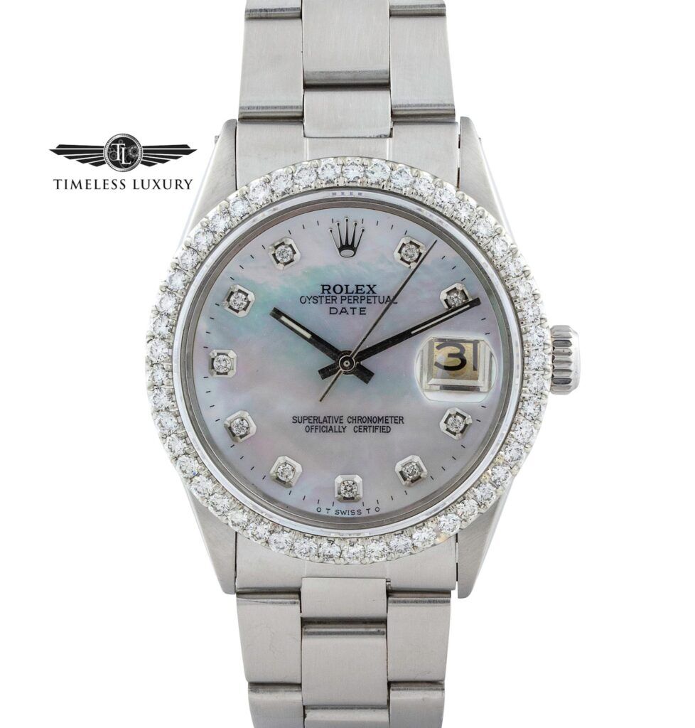 1968 Rolex Oyster Perpetual Date 1501 Diamond Bezel 34mm