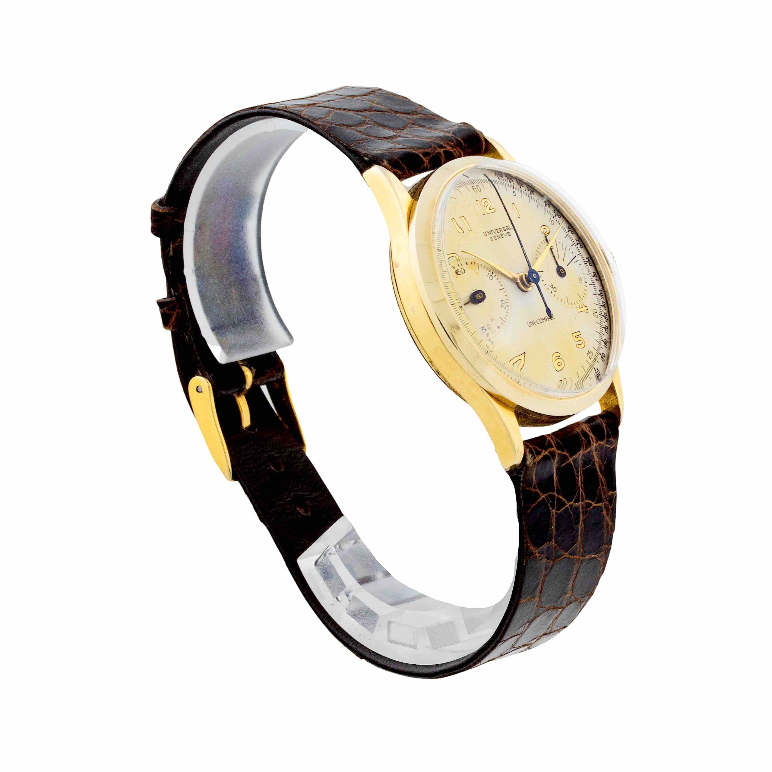 Vintage Universal Genève Uni-Compax 12445 Yellow Gold 35mm