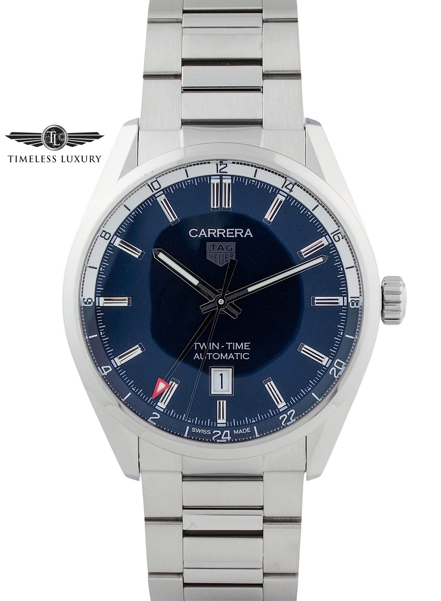 時計 TAG Heuer Carrera Twin Time TAG Heuer Carrera Chronograph Twin-Time - Steel & Ceramic