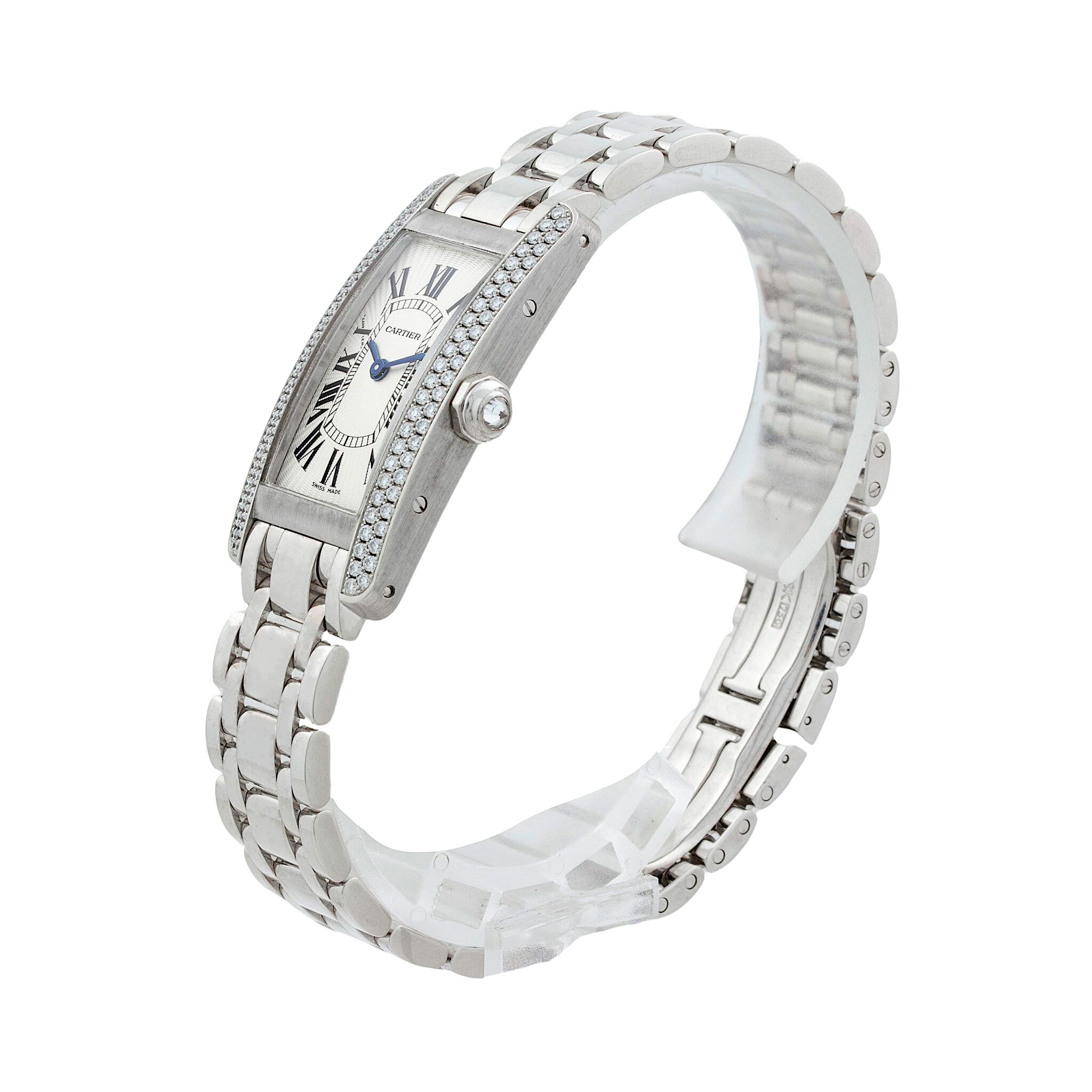 Cartier Tank Américaine 2489 18K White Gold Diamond Bezel