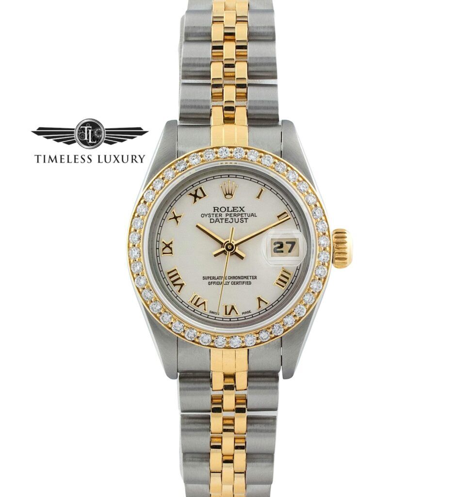 1996 Rolex Datejust 69173 Steel & Gold 26mm Ivory Pyramid Dial