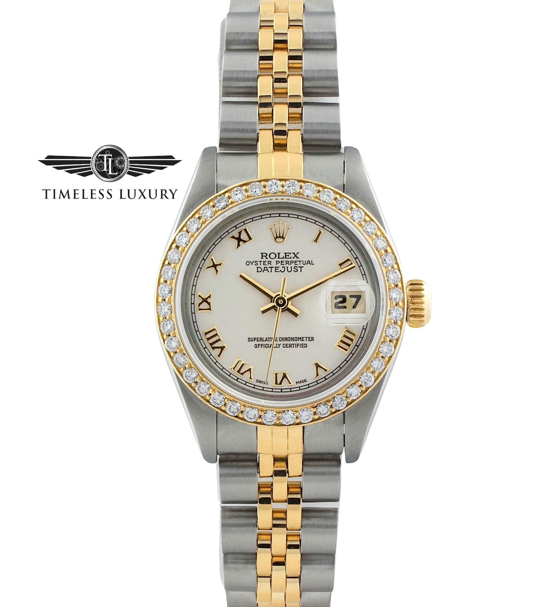 1996 Rolex Datejust 69173 Steel Gold 26mm Ivory Pyramid Dial