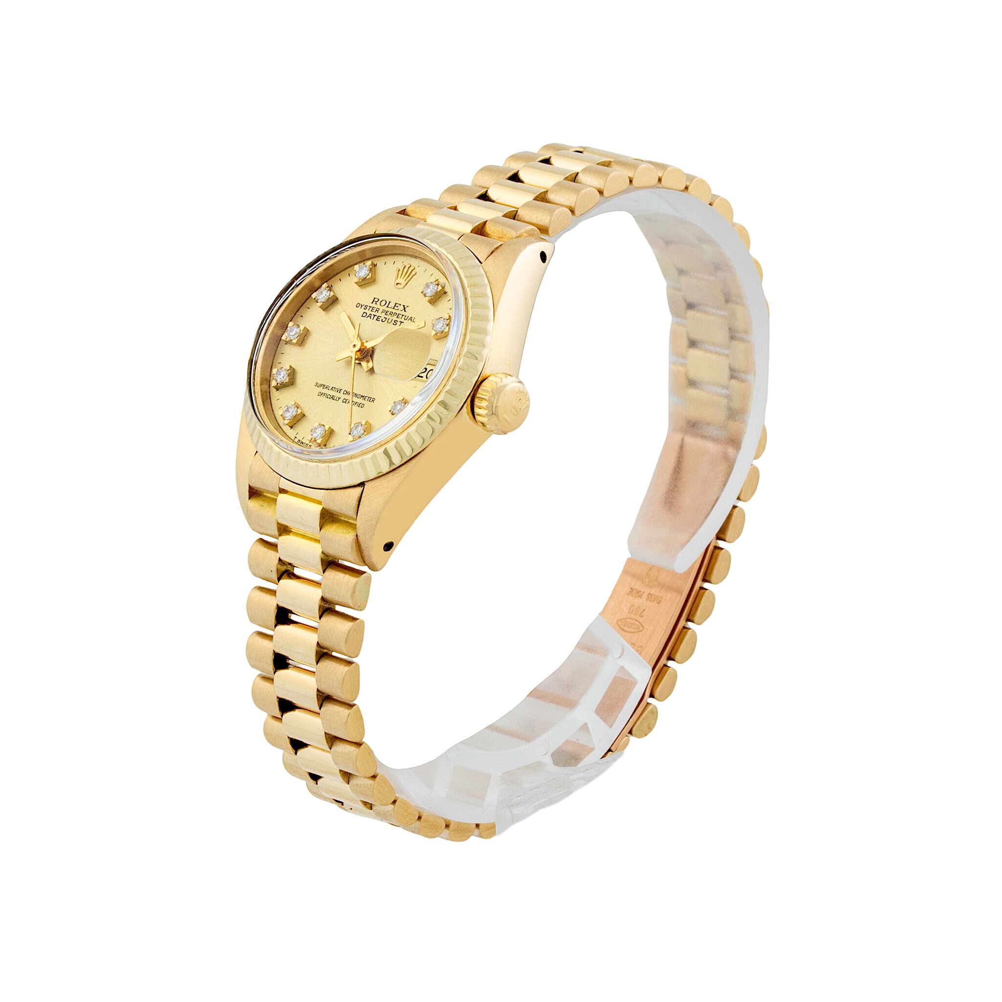 1979 Ladies Rolex President 6917 18k Gold 26mm Diamond Dial