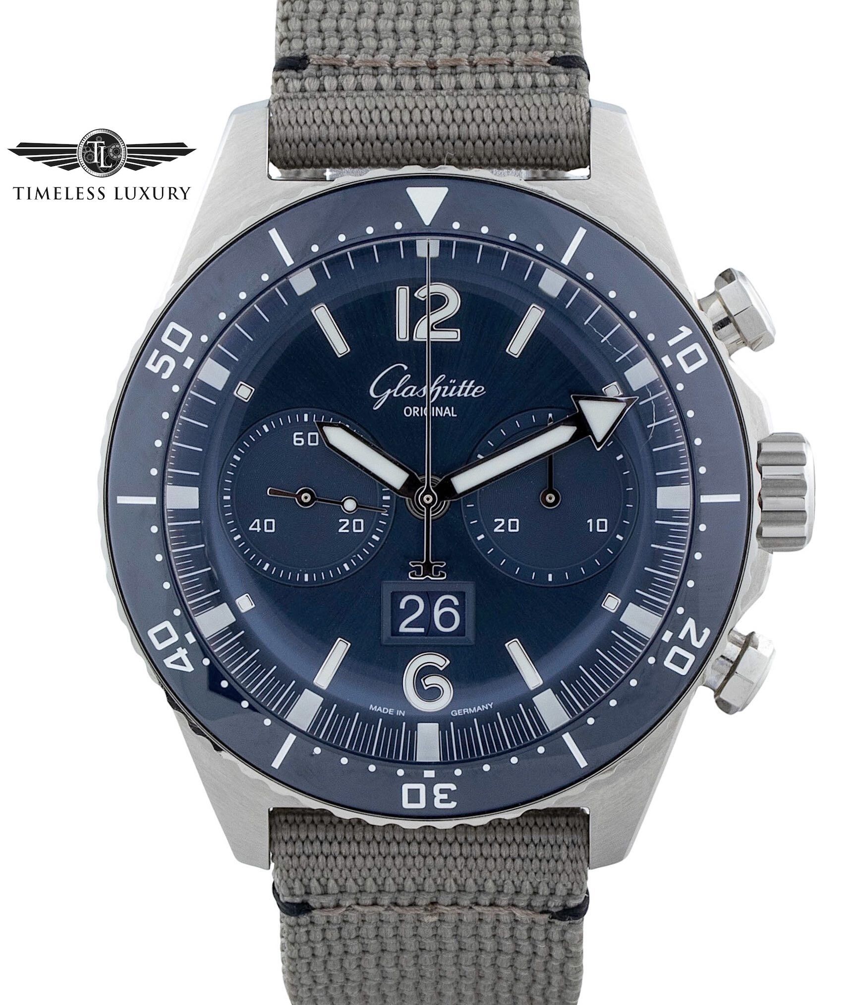 Glashütte Original SeaQ Chronograph 1-37-23-02-81-34 Blue Dial