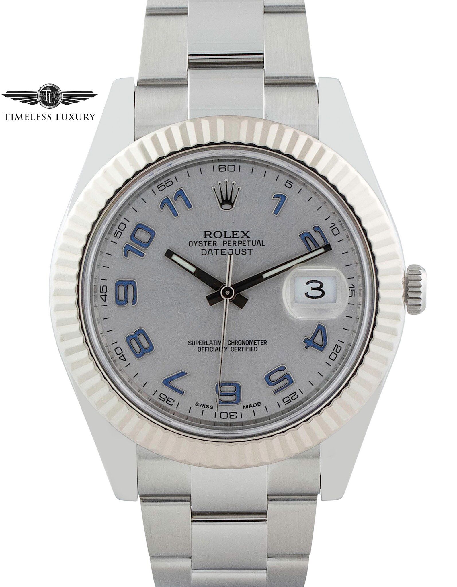 Rolex Datejust II 116334 Stainless Steel 41mm Silver Arabic Dial